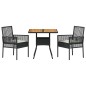 vidaXL Set da Pranzo da Giardino 3 Pezzi con Cuscini Nero Polyrattan vidaXL Set da Pranzo da Giardino 3 Pezzi con Cuscini Nero Polyrattan