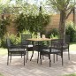 vidaXL Set da pranzo da giardino in 5 pezzi con cuscini neri in polyrattan vidaXL Set da pranzo da giardino in 5 pezzi con cuscini neri in polyrattan