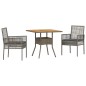 vidaXL Set da Pranzo da Giardino 3 Pezzi con Cuscini Grigio Rattan Sintetico