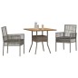 vidaXL Set da Pranzo da Giardino 3 Pezzi con Cuscini Grigio Rattan Sintetico