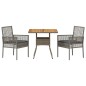 vidaXL Set da Pranzo da Giardino 3 Pezzi con Cuscini Grigio Rattan Sintetico