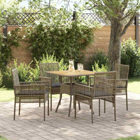 vidaXL Set da pranzo da giardino 5 pezzi con cuscini grigio polyrattan