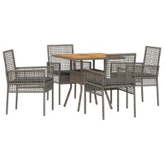 vidaXL Set da pranzo da giardino 5 pezzi con cuscini grigio polyrattan