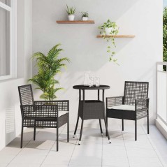 vidaXL Set Pranzo Giardino 3 Pezzi Nero Polyrattan