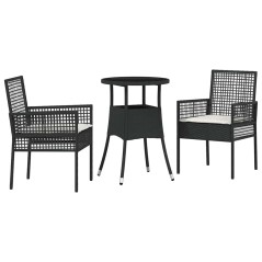 vidaXL Set Pranzo Giardino 3 Pezzi Nero Polyrattan