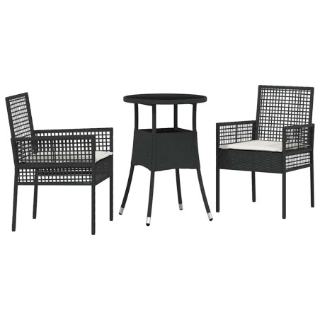 vidaXL Set Pranzo Giardino 3 Pezzi Nero Polyrattan