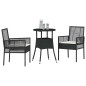 vidaXL Set Pranzo Giardino 3 Pezzi Nero Polyrattan vidaXL Set Pranzo Giardino 3 Pezzi Nero Polyrattan