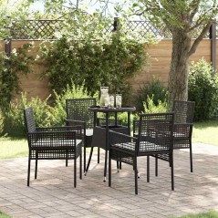 vidaXL Set Pranzo Giardino 5 Pezzi Nero Polirattan