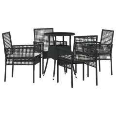 vidaXL Set Pranzo Giardino 5 Pezzi Nero Polirattan