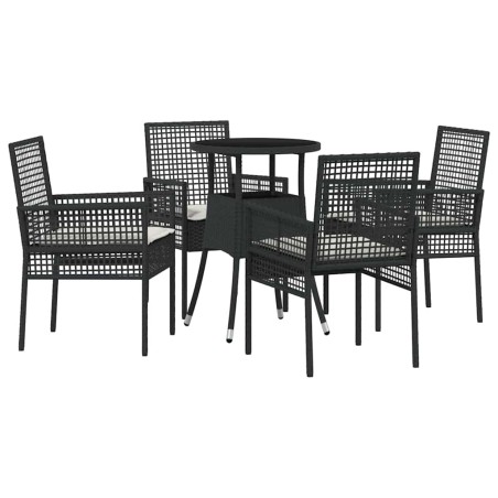 vidaXL Set Pranzo Giardino 5 Pezzi Nero Polirattan