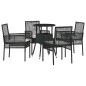 vidaXL Set Pranzo Giardino 5 Pezzi Nero Polirattan