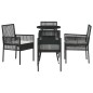 vidaXL Set Pranzo Giardino 5 Pezzi Nero Polirattan