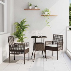 vidaXL Set da Pranzo da Giardino 3 Pezzi Marrone in Rattan Polietilene