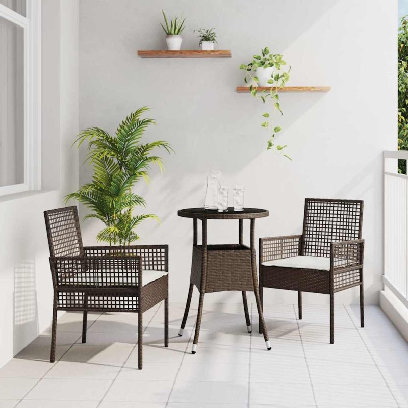 vidaXL Set da Pranzo da Giardino 3 Pezzi Marrone in Rattan Polietilene vidaXL Set da Pranzo da Giardino 3 Pezzi Marrone in Rattan Polietilene