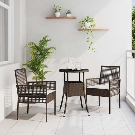 vidaXL Set da Pranzo da Giardino 3 Pezzi Marrone in Rattan Polietilene