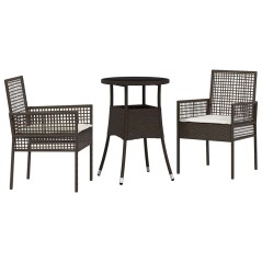 vidaXL Set da Pranzo da Giardino 3 Pezzi Marrone in Rattan Polietilene