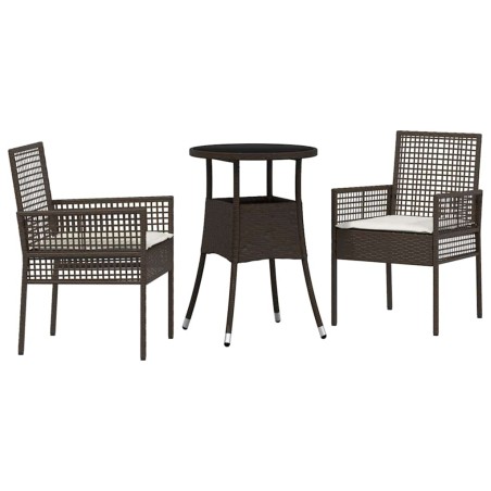 vidaXL Set da Pranzo da Giardino 3 Pezzi Marrone in Rattan Polietilene