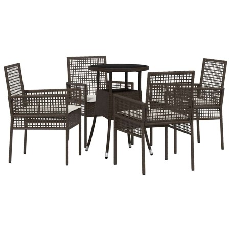 vidaXL Set da Pranzo da Giardino 5 Pezzi Marrone Polyrattan