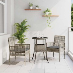 vidaXL Set da pranzo da giardino 3 pezzi Grigio in rattan sintetico