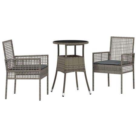 vidaXL Set da pranzo da giardino 3 pezzi Grigio in rattan sintetico