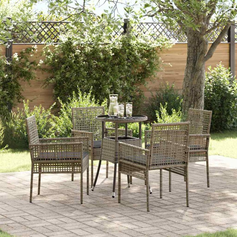 vidaXL Set da Pranzo da Giardino 5 Pezzi Grigio Polyrattan vidaXL Set da Pranzo da Giardino 5 Pezzi Grigio Polyrattan