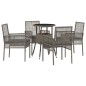 vidaXL Set da Pranzo da Giardino 5 Pezzi Grigio Polyrattan vidaXL Set da Pranzo da Giardino 5 Pezzi Grigio Polyrattan