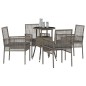 vidaXL Set da Pranzo da Giardino 5 Pezzi Grigio Polyrattan vidaXL Set da Pranzo da Giardino 5 Pezzi Grigio Polyrattan