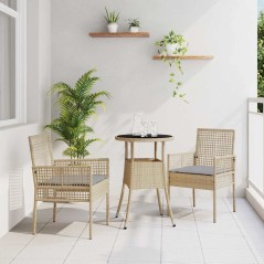 vidaXL Set da Pranzo da Giardino 3 Pezzi Rattan Poliestere Beige