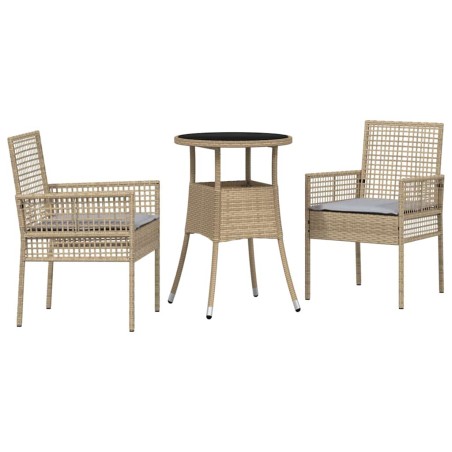 vidaXL Set da Pranzo da Giardino 3 Pezzi Rattan Poliestere Beige