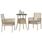 vidaXL Set da Pranzo da Giardino 3 Pezzi Rattan Poliestere Beige vidaXL Set da Pranzo da Giardino 3 Pezzi Rattan Poliestere Beige