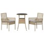 vidaXL Set da Pranzo da Giardino 3 Pezzi Rattan Poliestere Beige vidaXL Set da Pranzo da Giardino 3 Pezzi Rattan Poliestere Beige