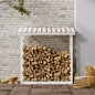 Portalegna Bianco 108x64,5x110 cm in Legno Massello di Pino Portalegna Bianco 108x64,5x110 cm in Legno Massello di Pino