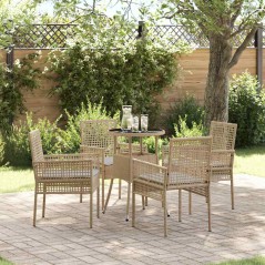 vidaXL Set da Pranzo da Giardino Beige in Polyrattan 5 Pezzi