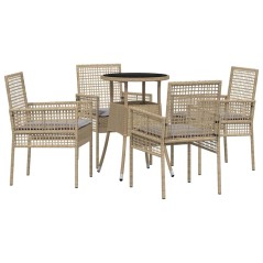 vidaXL Set da Pranzo da Giardino Beige in Polyrattan 5 Pezzi