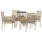 vidaXL Set da Pranzo da Giardino Beige in Polyrattan 5 Pezzi vidaXL Set da Pranzo da Giardino Beige in Polyrattan 5 Pezzi
