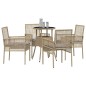 vidaXL Set da Pranzo da Giardino Beige in Polyrattan 5 Pezzi vidaXL Set da Pranzo da Giardino Beige in Polyrattan 5 Pezzi