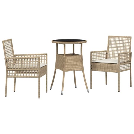 vidaXL Set da Pranzo per Giardino 3 Pezzi Beige Polyrattan