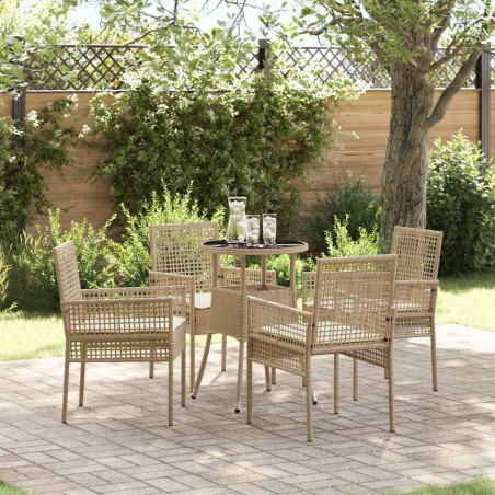 vidaXL Set da Pranzo da Giardino a 5 Pezzi in Rattan Poliestere Beige