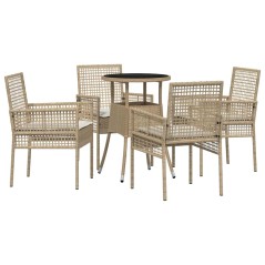 vidaXL Set da Pranzo da Giardino a 5 Pezzi in Rattan Poliestere Beige