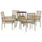 vidaXL Set da Pranzo da Giardino a 5 Pezzi in Rattan Poliestere Beige