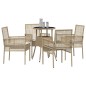 vidaXL Set da Pranzo da Giardino a 5 Pezzi in Rattan Poliestere Beige