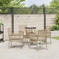 vidaXL Set da Pranzo da Giardino a 5 Pezzi in Rattan Poliestere Beige