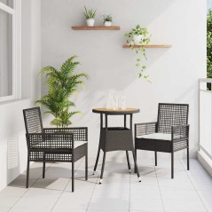 vidaXL Set da Pranzo da Giardino 3 Pezzi Nero Polyrattan