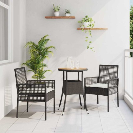 vidaXL Set da Pranzo da Giardino 3 Pezzi Nero Polyrattan