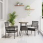vidaXL Set da Pranzo da Giardino 3 Pezzi Nero Polyrattan