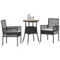 vidaXL Set da Pranzo da Giardino 3 Pezzi Nero Polyrattan