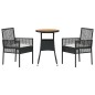 vidaXL Set da Pranzo da Giardino 3 Pezzi Nero Polyrattan