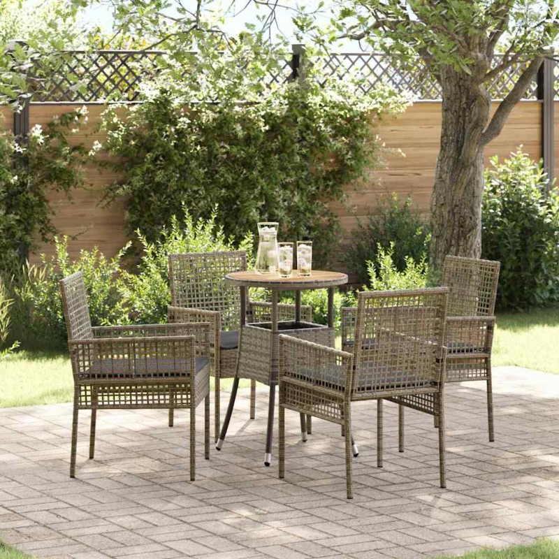 vidaXL Set da Pranzo da Giardino in 5 Pezzi Grigio in Poliratano vidaXL Set da Pranzo da Giardino in 5 Pezzi Grigio in Poliratano