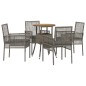 vidaXL Set da Pranzo da Giardino in 5 Pezzi Grigio in Poliratano vidaXL Set da Pranzo da Giardino in 5 Pezzi Grigio in Poliratano