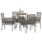 vidaXL Set da Pranzo da Giardino in 5 Pezzi Grigio in Poliratano vidaXL Set da Pranzo da Giardino in 5 Pezzi Grigio in Poliratano